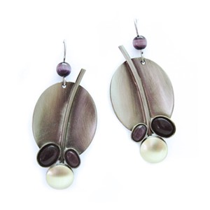 Two-tone Plum Catsite "Leaf" Earrings by Christophe Poly